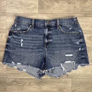 Aerie Denim Jean Shorts Distressed Frayed Hem Medium Wash sz S
